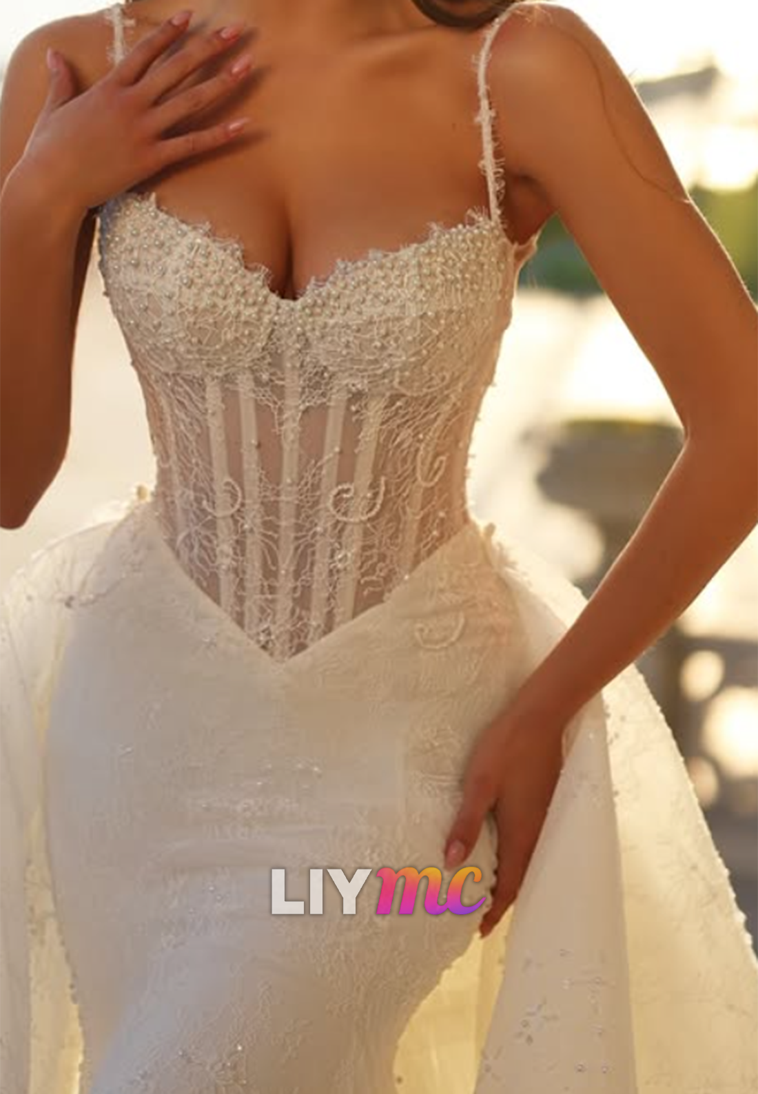 Corset Mermaid Wedding Dress with Overskirt