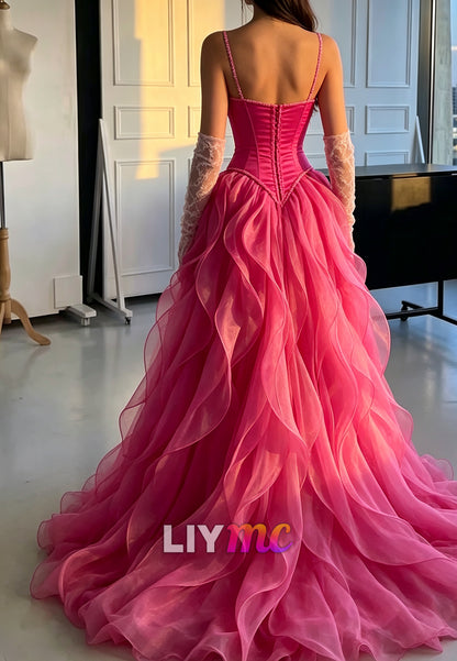 Corset Ball Gown with Cascading Ruffle Skirt