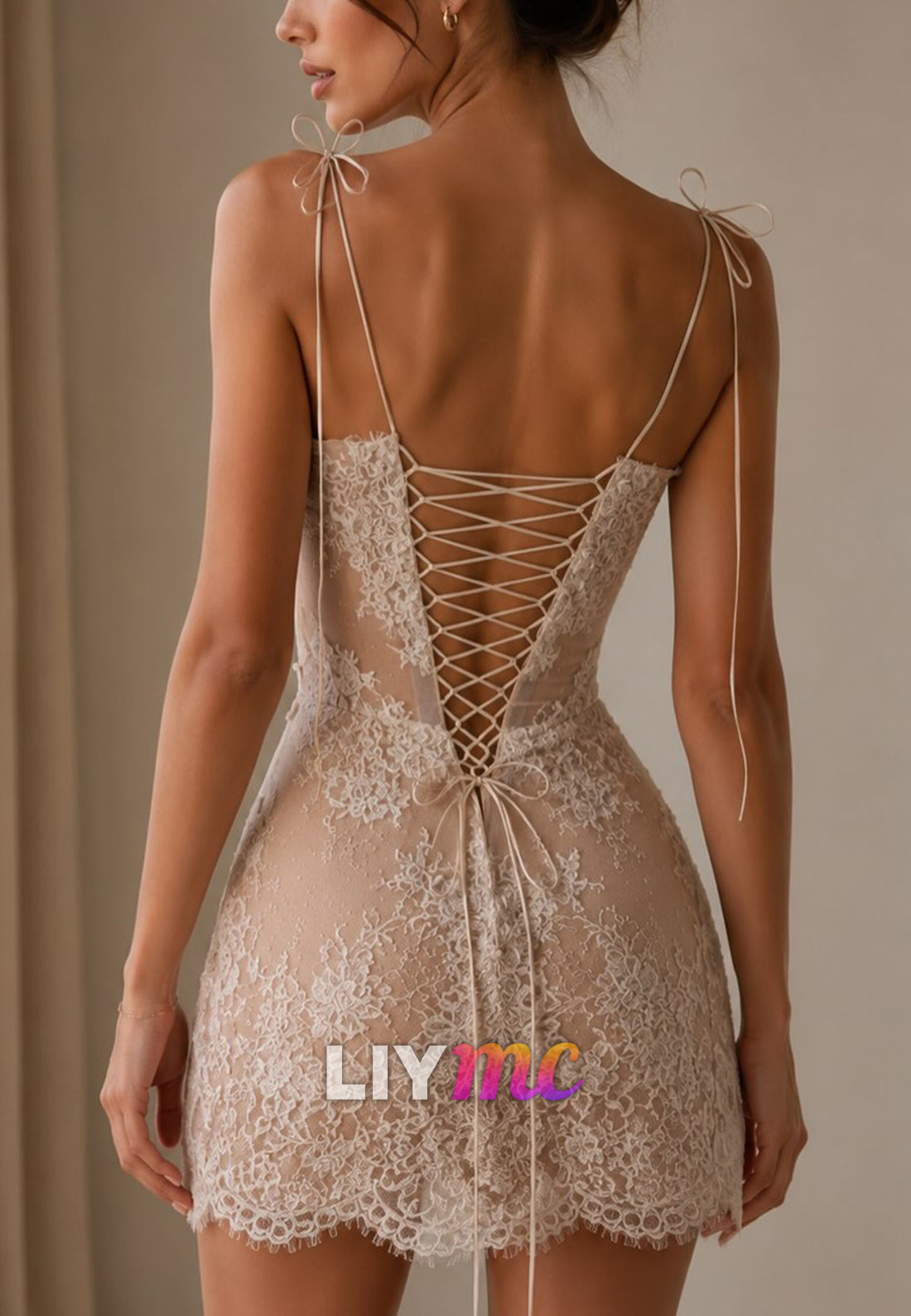 Lace Corset Tie Strap Mini Dress