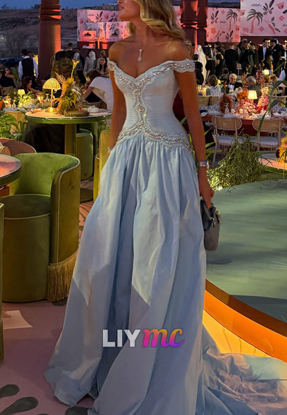 Off-the-Shoulder Beaded Bodice Ball Gown