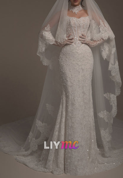 Corset Lace Mermaid Wedding Dress with Straps
