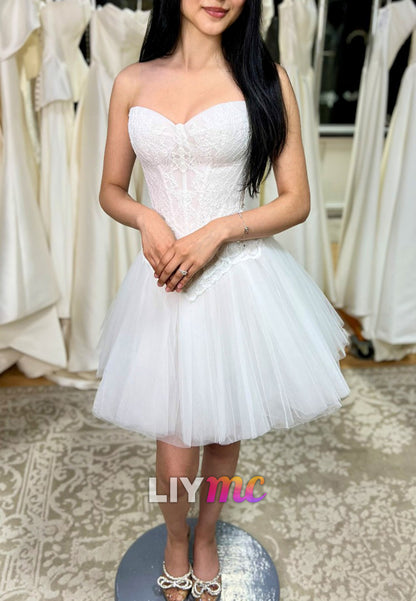 Strapless Lace Corset Tulle Mini Dress