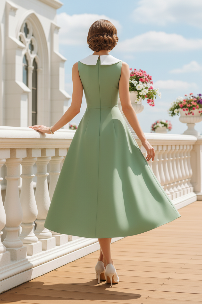 Vintage Inspired Sleeveless Midi A-Line Dress