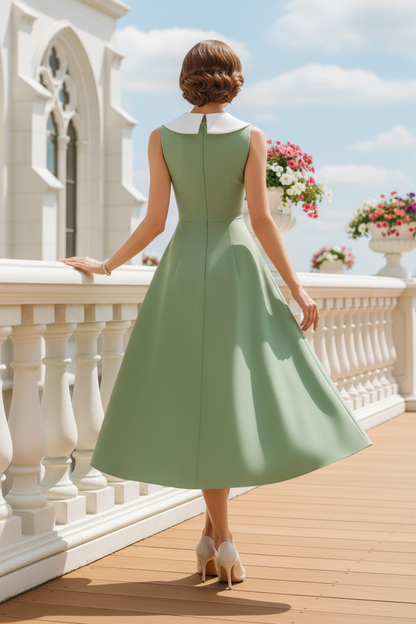 Vintage Inspired Sleeveless Midi A-Line Dress