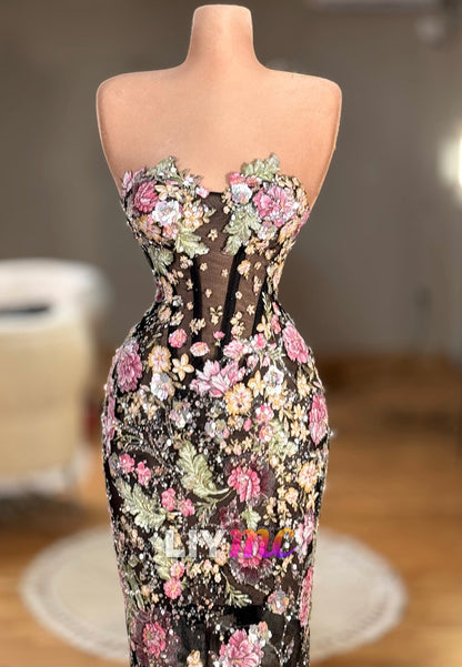 Embroidered Sequin Corset Sheath Gown