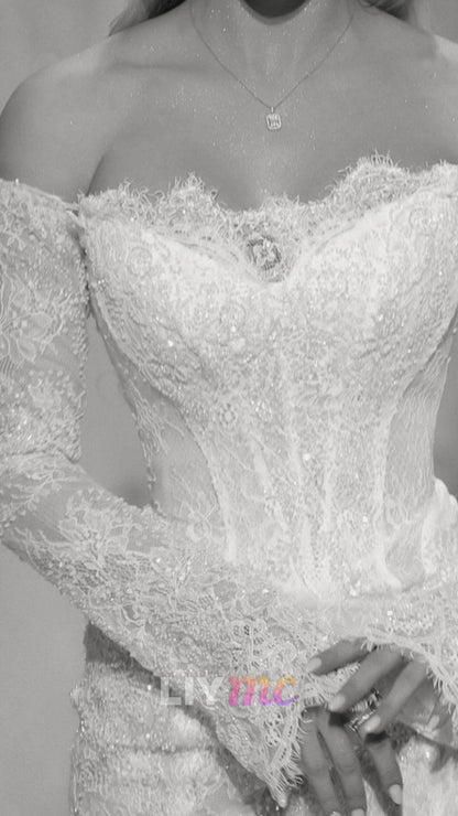 Lace Off-the-Shoulder Corset Mermaid Wedding Dress