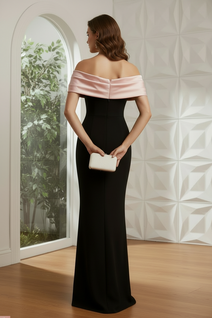 Off-the-Shoulder Column Evening Dress