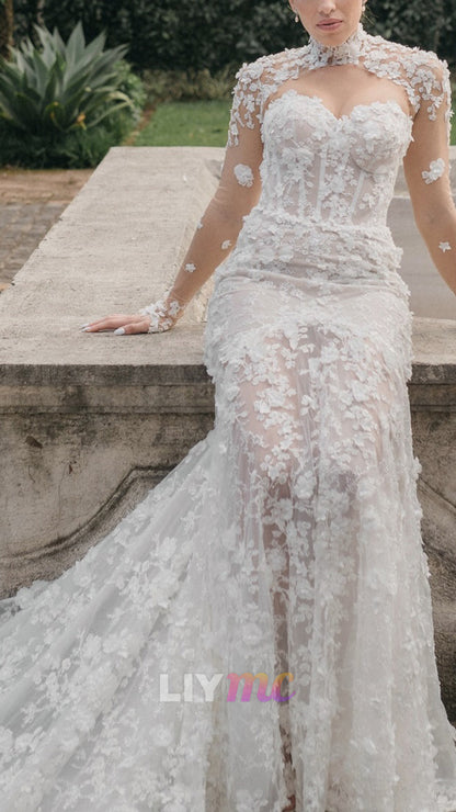 3D Floral Lace Mermaid Wedding Dress