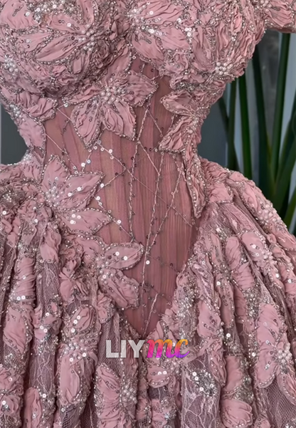 3D Floral Off-the-Shoulder Corset Mini Dress