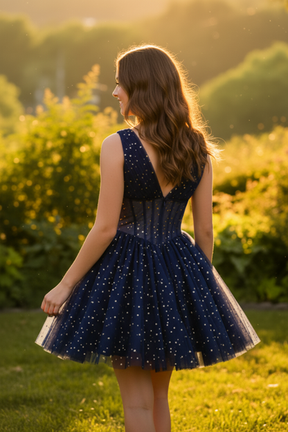 Starry Tulle Corset A-Line Mini Dress
