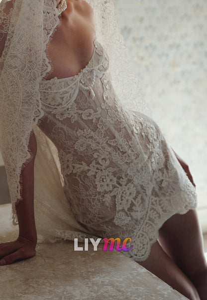 Pearl-Embellished Lace Corset Mini Dress