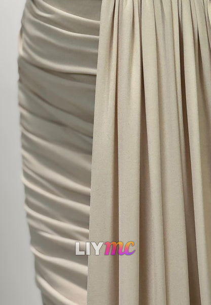Asymmetrical Ruched Corset Mini Dress with Side Drape