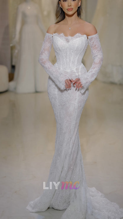 Lace Off-the-Shoulder Corset Mermaid Wedding Dress