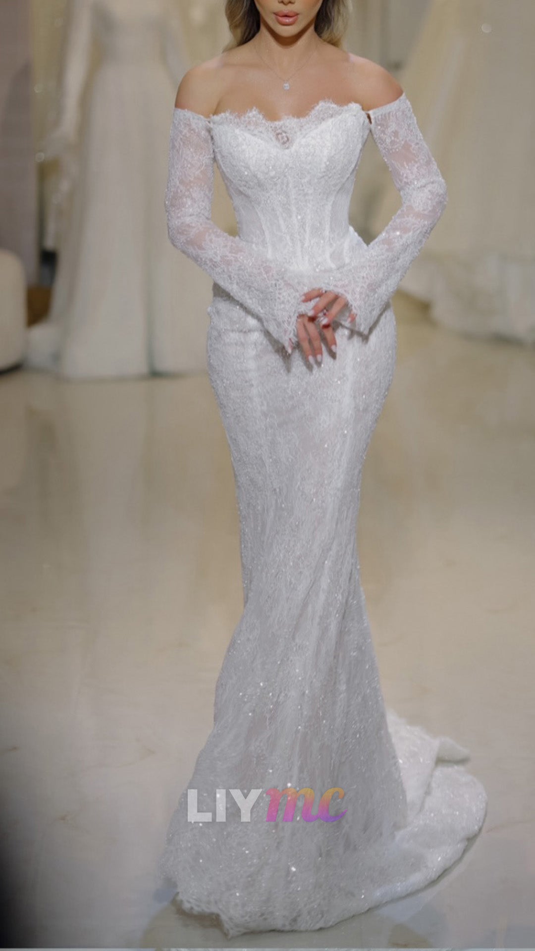Lace Off-the-Shoulder Corset Mermaid Wedding Dress