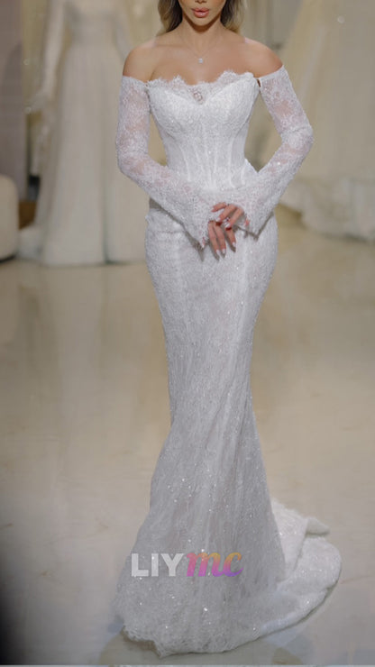 Lace Off-the-Shoulder Corset Mermaid Wedding Dress