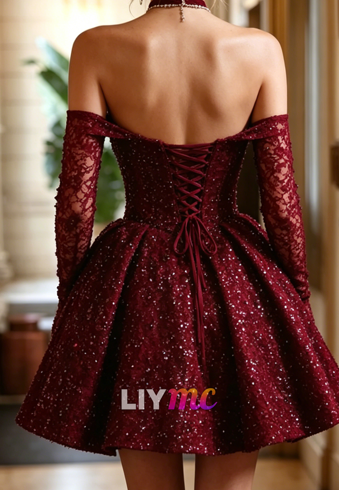 Sweetheart Corset A-Line Homecoming Dress with Sleeves