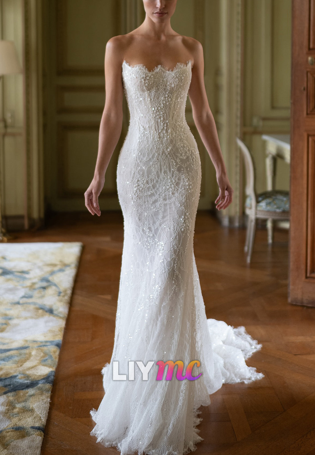 Strapless Corset Lace Mermaid Wedding Dress
