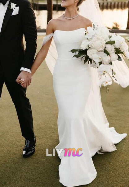 Strapless Mermaid Wedding Dress with Cape Sleeves