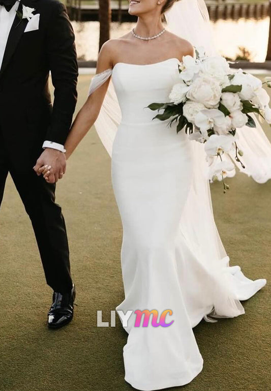 Strapless Mermaid Wedding Dress with Cape Sleeves