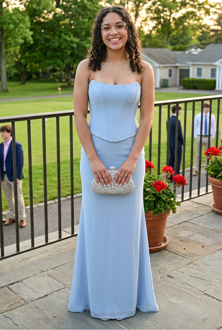 Strapless Corset Lace-Up Evening Gown