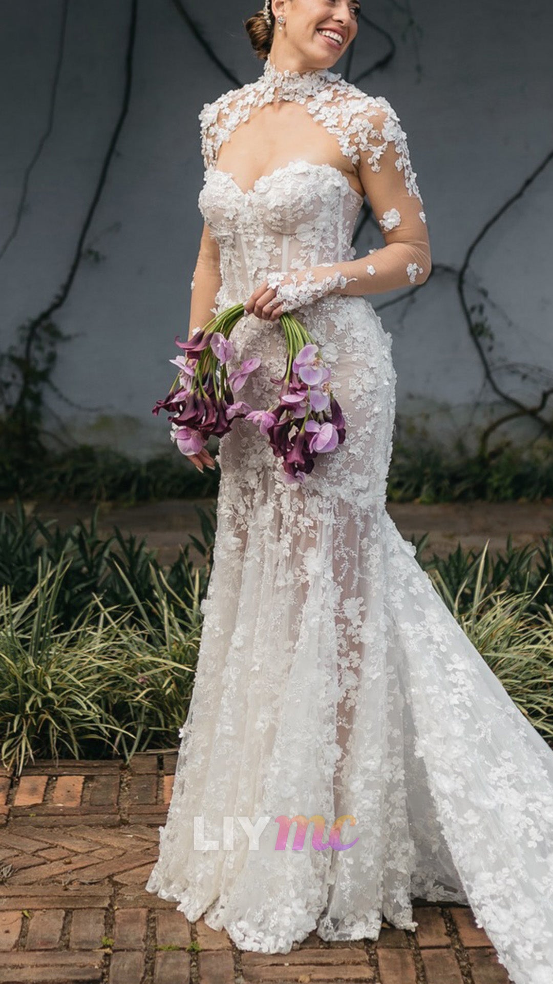 3D Floral Lace Mermaid Wedding Dress