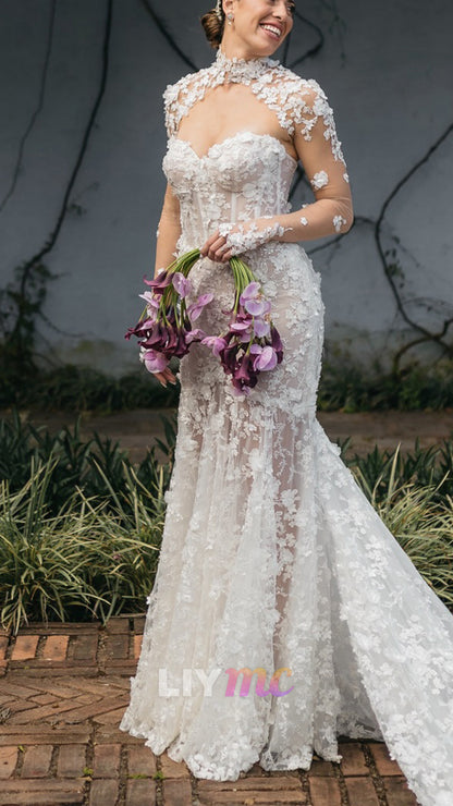3D Floral Lace Mermaid Wedding Dress