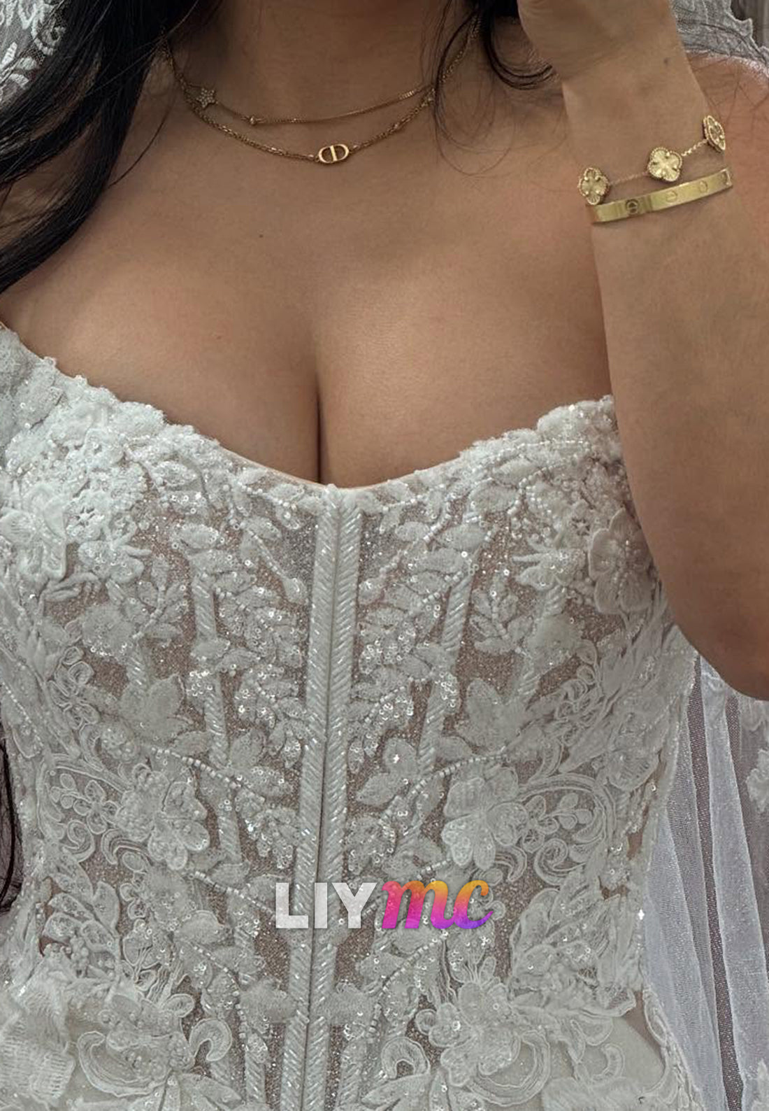 Strapless Lace Mermaid Wedding Dress with Corset Bodice