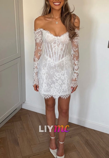 Off-the-Shoulder Lace Corset Mini Dress