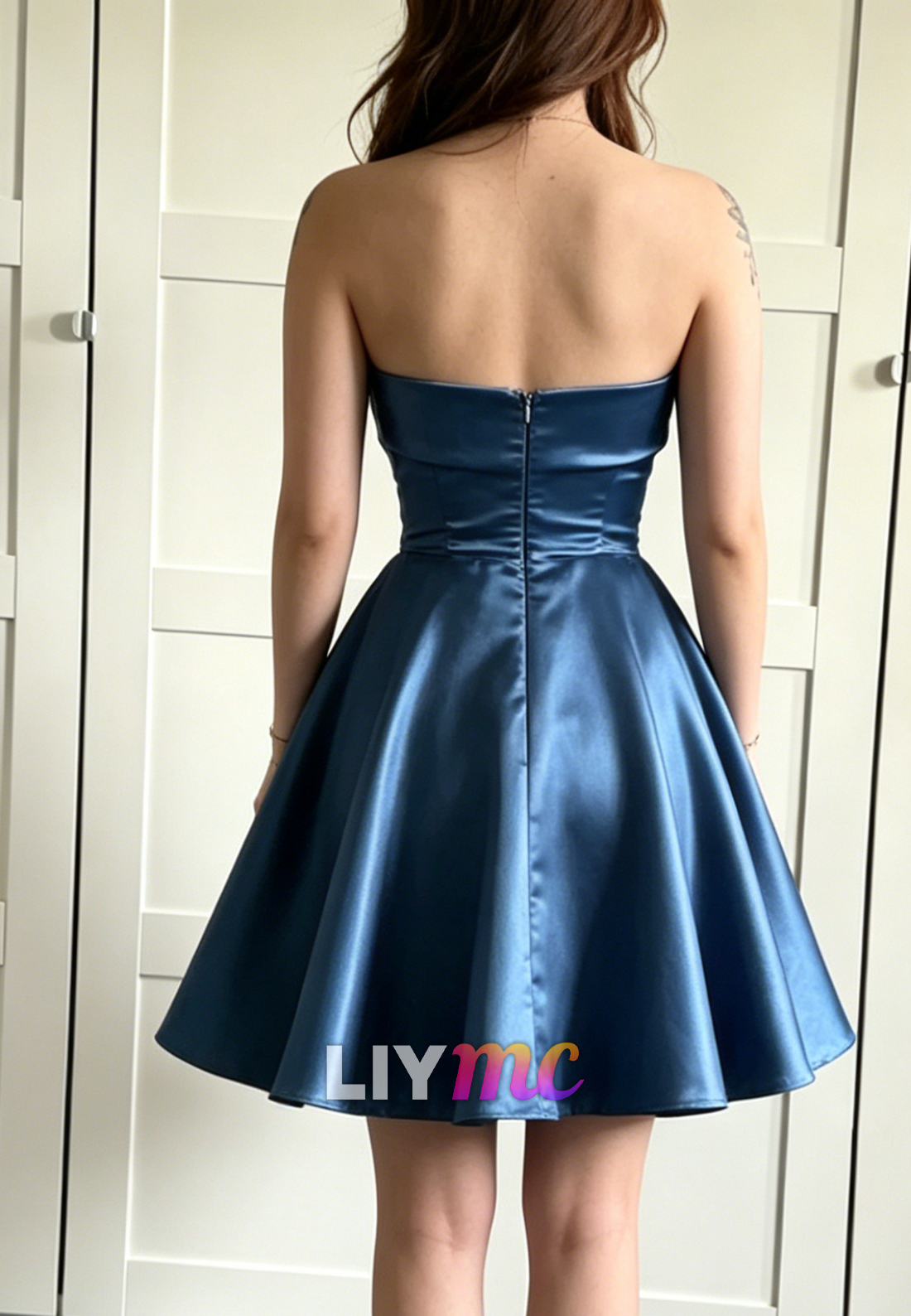 Strapless Satin A-Line Homecoming Dress