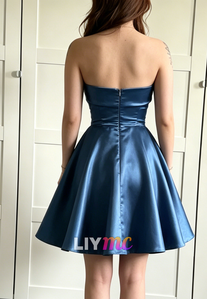 Strapless Satin A-Line Homecoming Dress