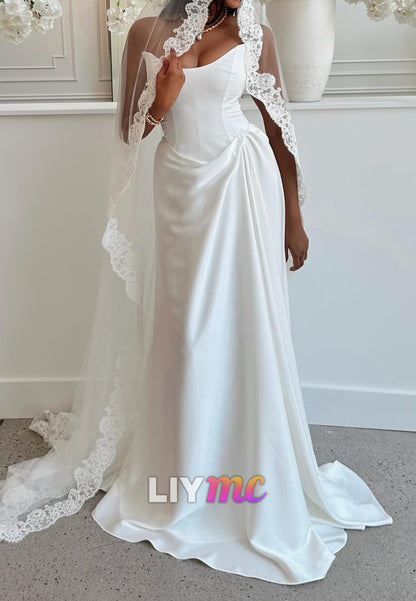 Strapless Satin A-Line Wedding Gown with Lace-Up Back