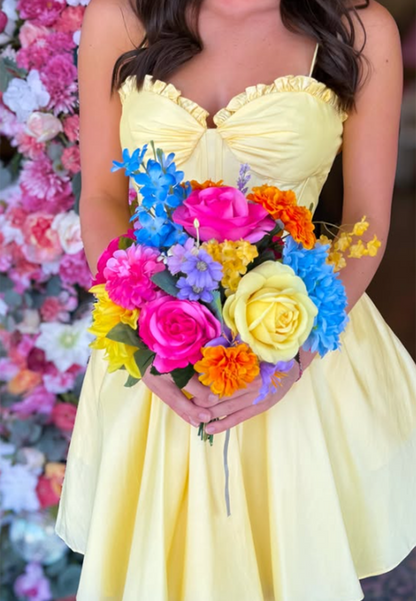 Corset Mini Dress with Ruffled Sweetheart Neck