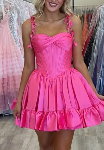 Corset Mini Dress with Tiered Ruffle Skirt
