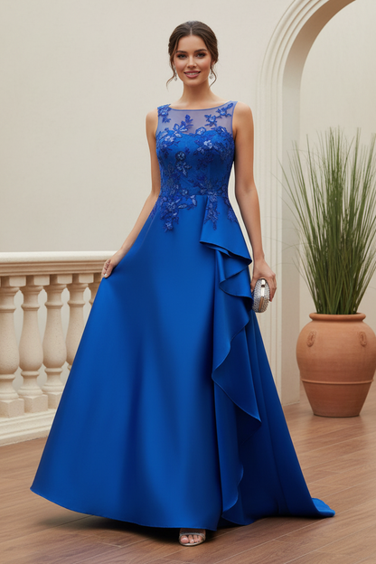 Illusion Lace Bodice A-Line Evening Gown
