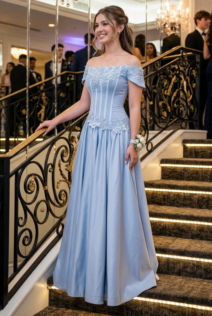 Corset Evening Gown with Asymmetrical Waist