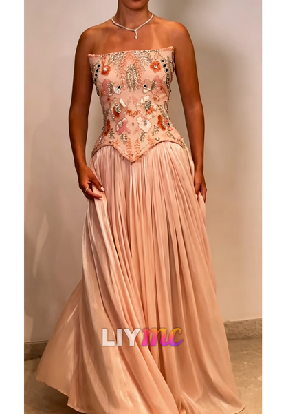 Strapless Beaded Corset Evening Gown
