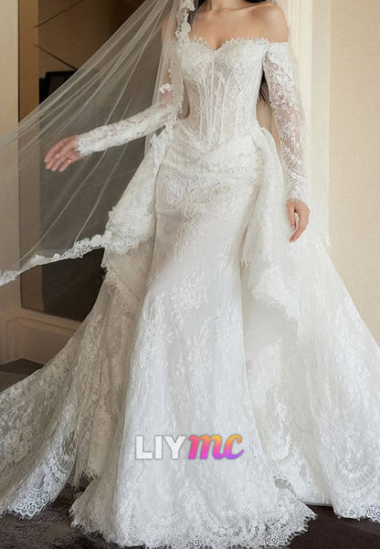 Lace Off-the-Shoulder Mermaid Wedding Dress