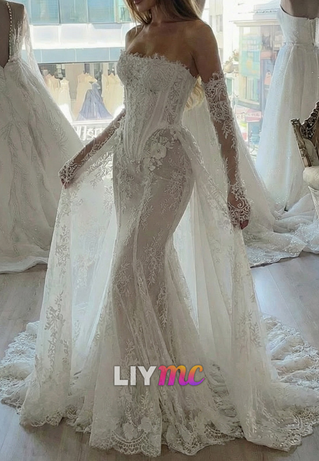 Lace Mermaid Wedding Dress with Corset Bodice