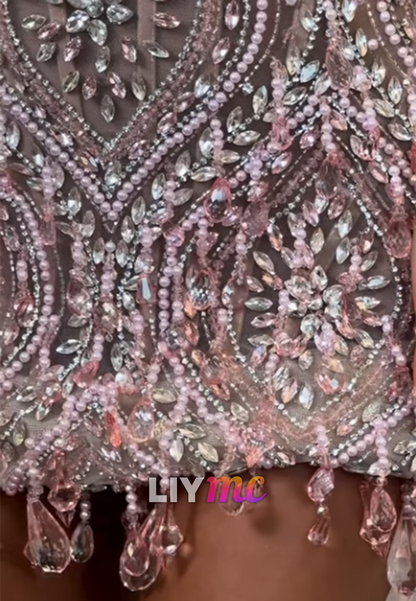 Beaded Mini Dress with Crystal Fringe
