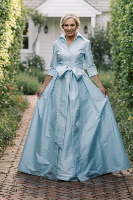 Collared A-Line Shirt Dress Evening Gown