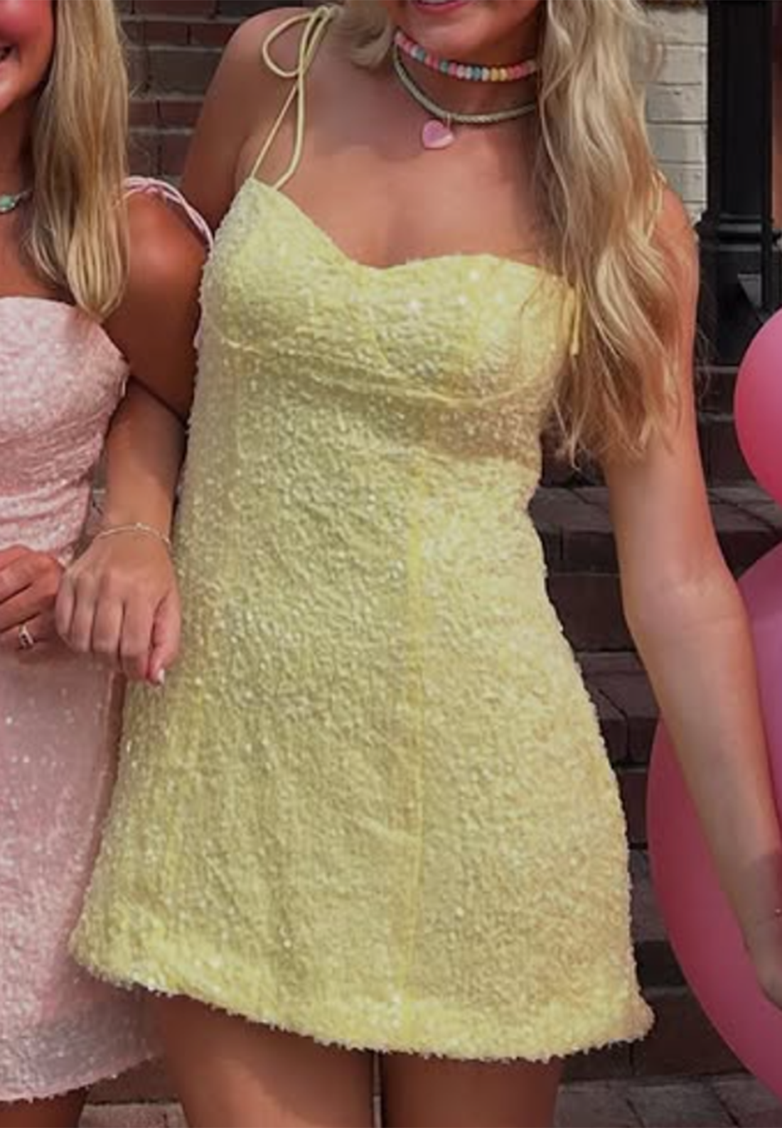 Sequin Bustier Mini Dress with Tie Straps
