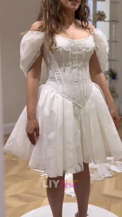 Corset Puff Sleeve Short Dress