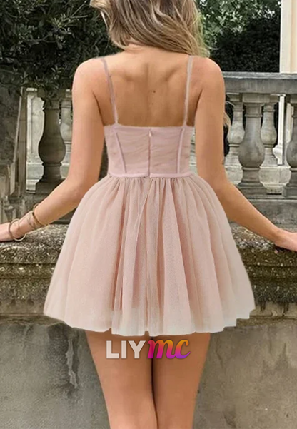 Spaghetti Strap Corset Tulle Mini Dress