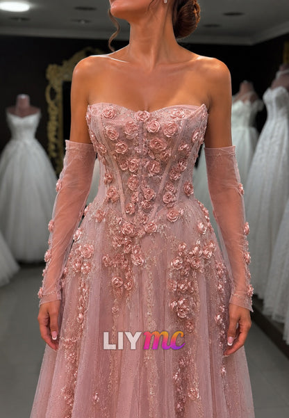 Sweetheart Corset A-Line Prom Dress with 3D Flowers