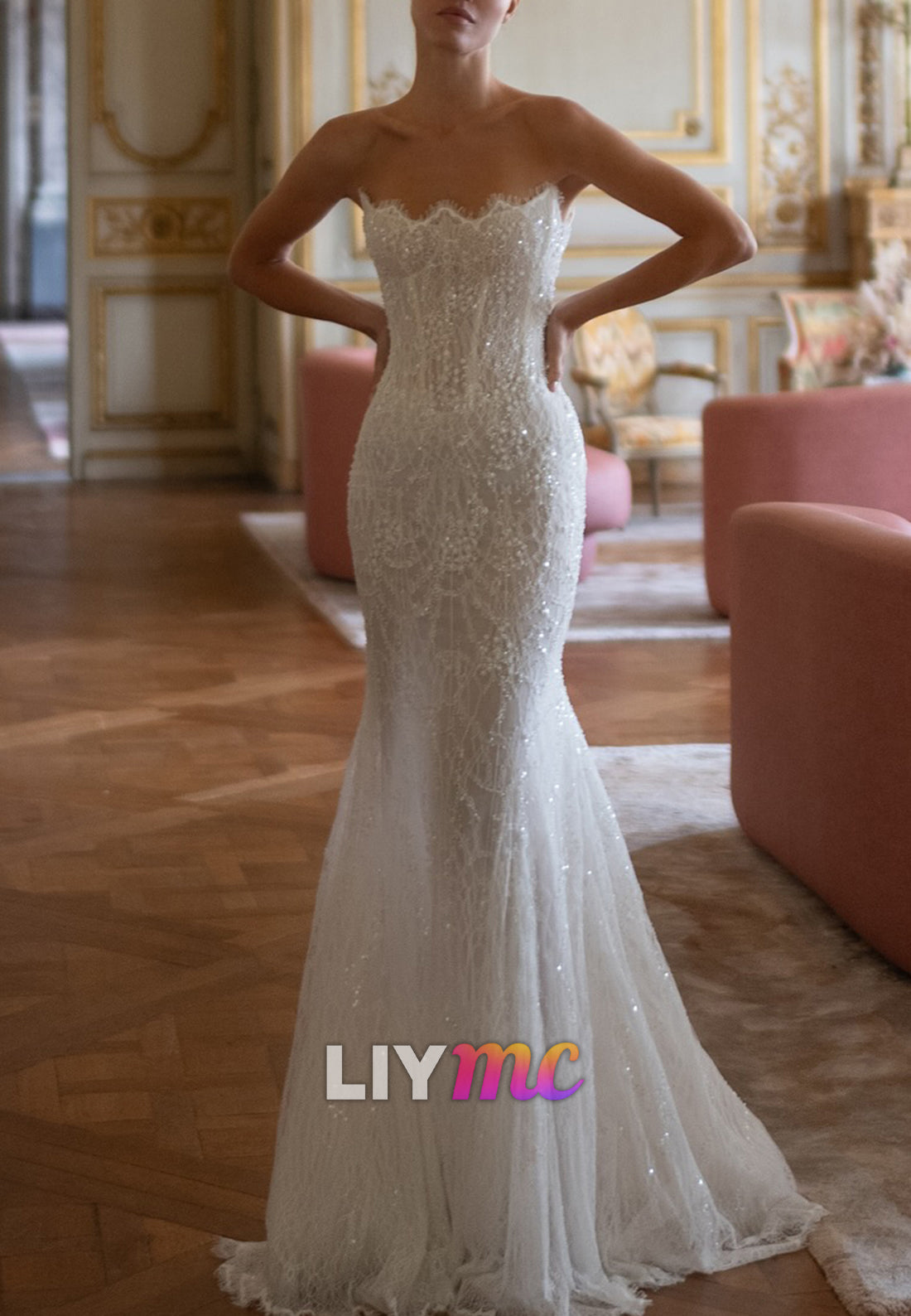 Strapless Corset Lace Mermaid Wedding Dress