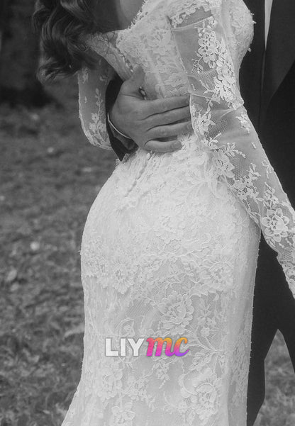 Off-the-Shoulder Lace Mermaid Wedding Dress