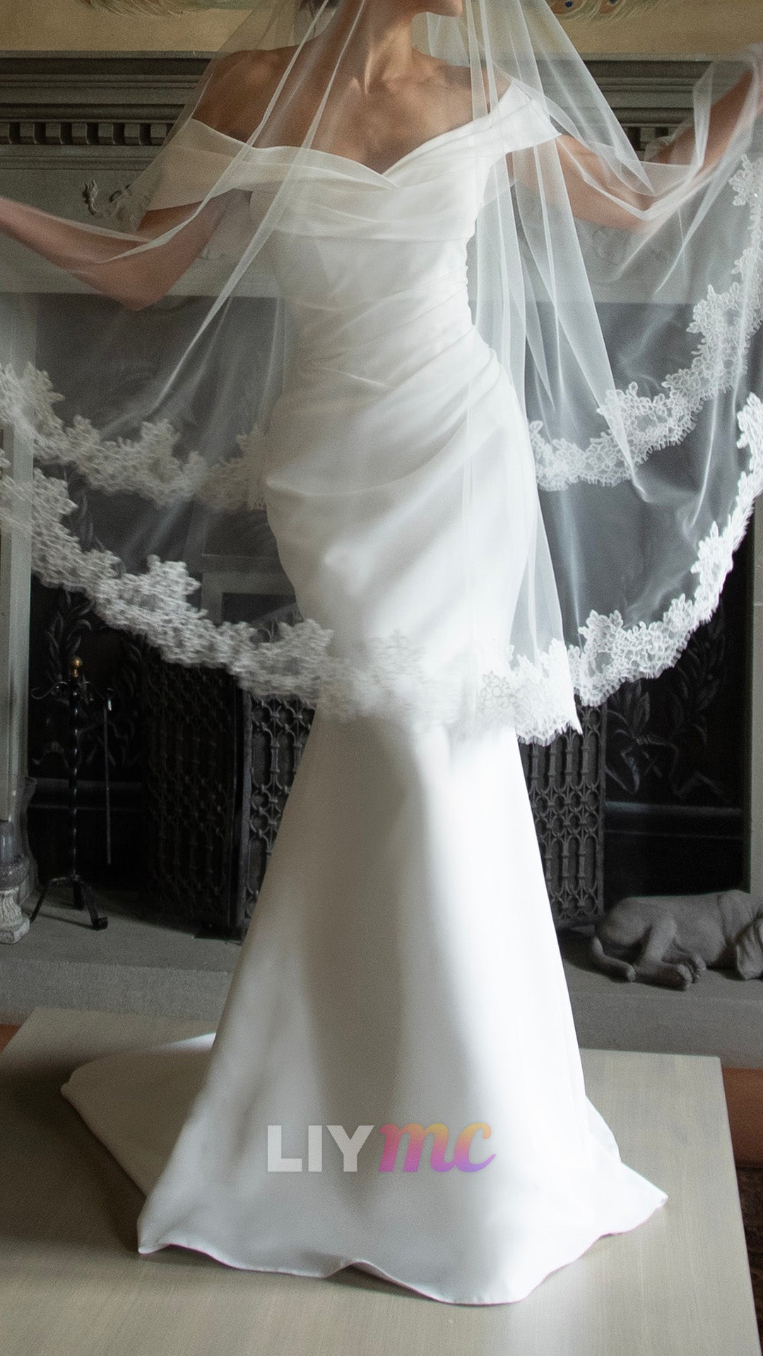 Off-Shoulder Ruched Mermaid Wedding Dress