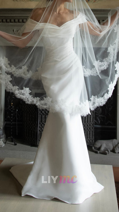 Off-Shoulder Ruched Mermaid Wedding Dress