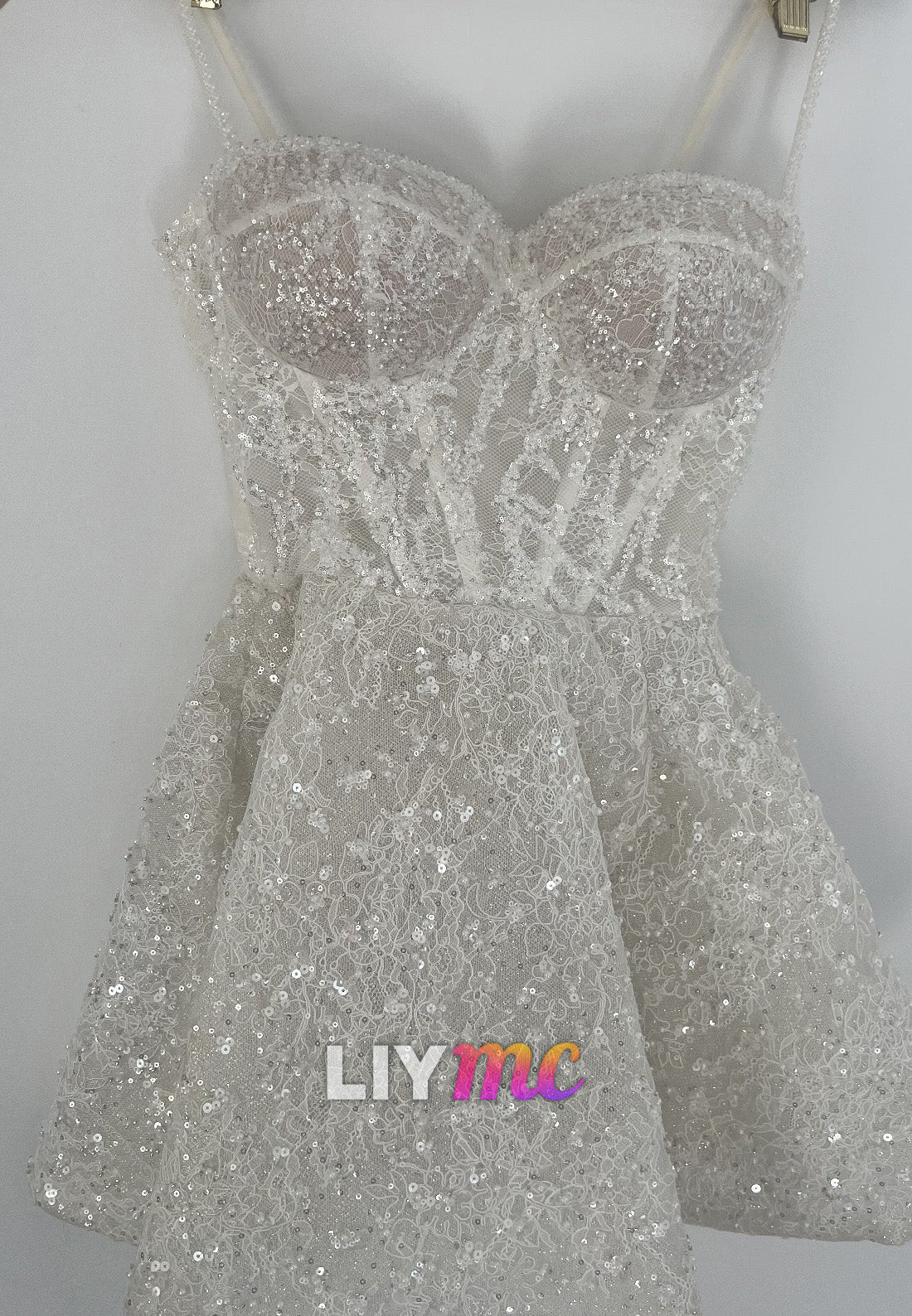 Sequin Lace Corset Mini Dress with Straps