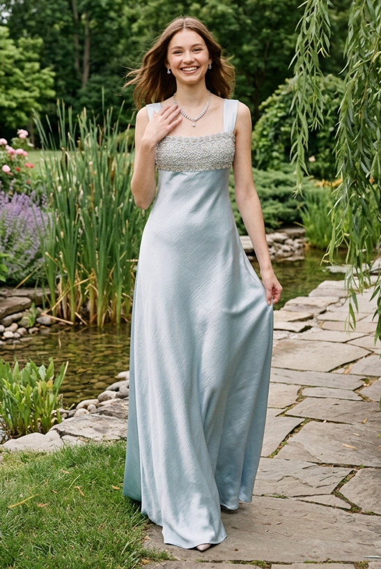 Embellished Square Neck A-Line Ankle Dress